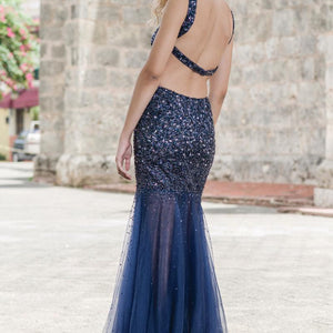 Beaded Sheer Fitted Sleeveless Gown by Jovani 171100