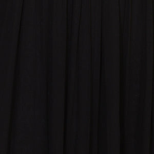 Floral Embroidered Flared Maxi Dress - Black