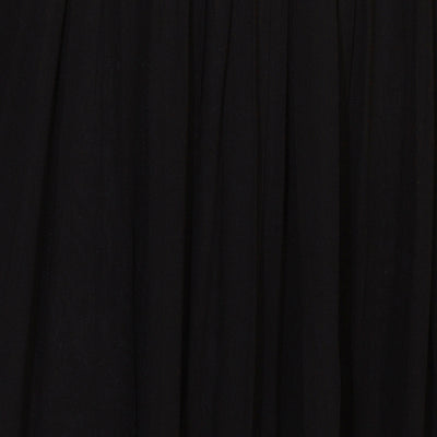 Floral Embroidered Flared Maxi Dress - Black
