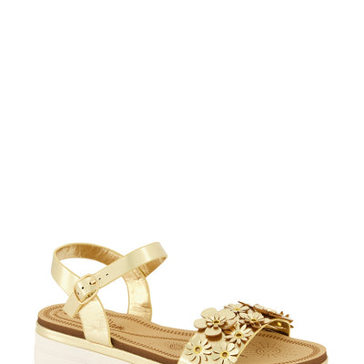 Girls Floral Band Platform Ankle Strap Sandals