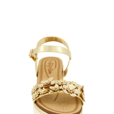 Girls Floral Band Platform Ankle Strap Sandals