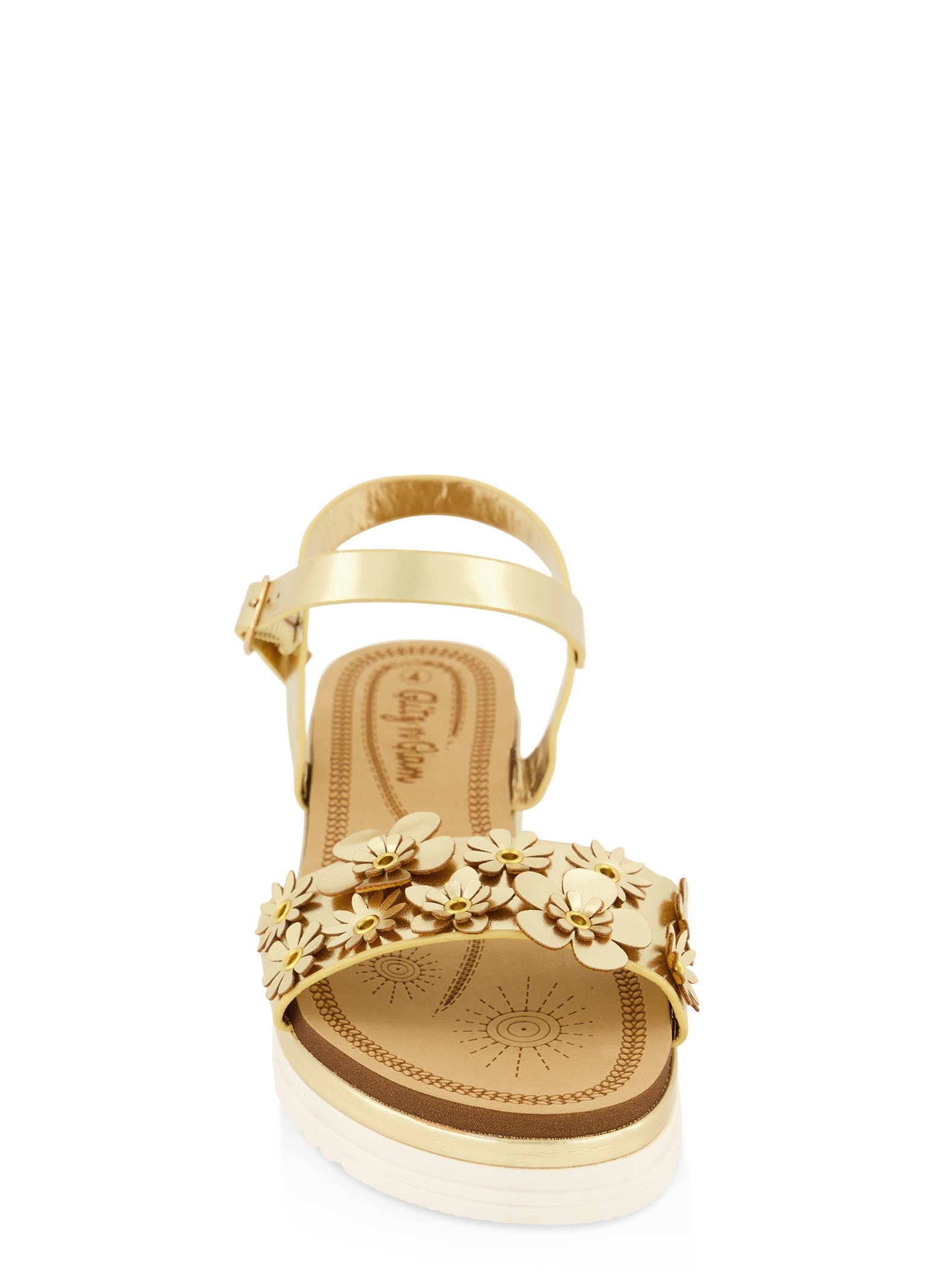 Girls Floral Band Platform Ankle Strap Sandals