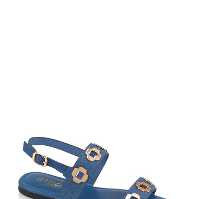 Girls Geometric Metallic Eyelet Band Sandals