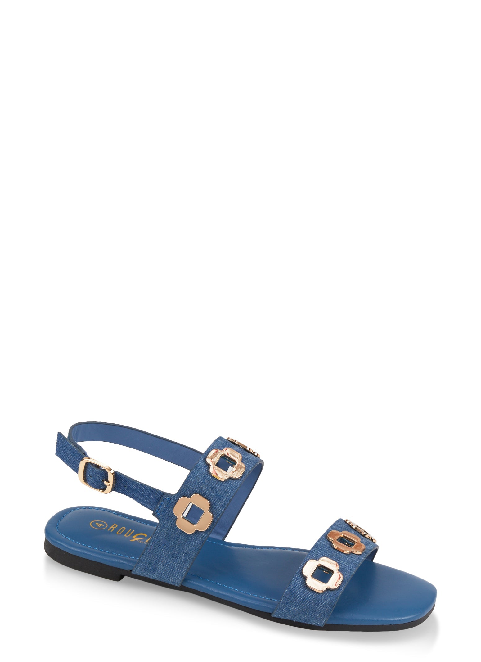 Girls Geometric Metallic Eyelet Band Sandals