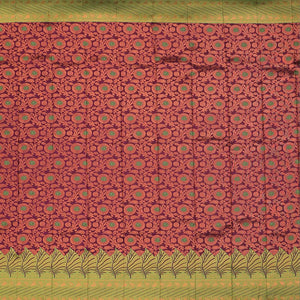 Maroon Semi banaras jute cotton saree features floral vine, contrast zari design border & pallu of intricate designs