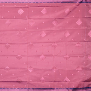 Pink butter silk with rose copper zari buttas, contrast zari border & pallu elevated with intricate zari designs