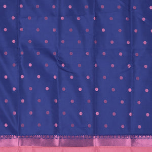 Pink butter silk with rose copper zari buttas, contrast zari border & pallu elevated with intricate zari designs