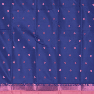 Pink butter silk with rose copper zari buttas, contrast zari border & pallu elevated with intricate zari designs
