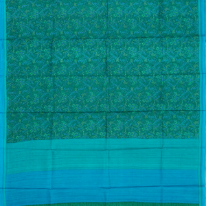 Sea Green Silk Saree Printed With Floral Vine Motifs