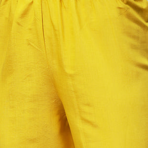 Ethnic Embroidered A-Line Kurta with Pant & Dupatta - Yellow