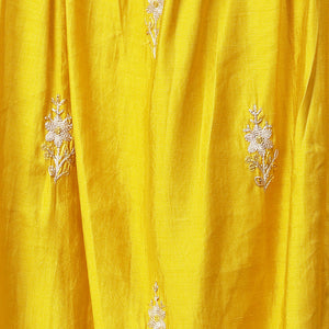 Ethnic Embroidered A-Line Kurta with Pant & Dupatta - Yellow
