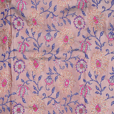 Pink floral jaal jacquard & stone embroidery silksaree,contrast pallu & traditional zari design scallop & cutwork border