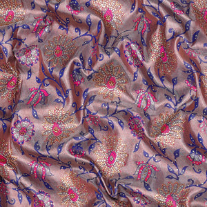 Pink floral jaal jacquard & stone embroidery silksaree,contrast pallu & traditional zari design scallop & cutwork border