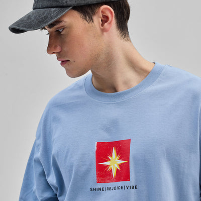 Shine Rejoice Vibe Light Blue Oversized T-Shirt