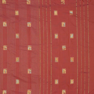 Borderless Brown aarani gift saree with stripes, peacock buttas & diamond buttas all over the saree