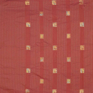 Borderless Brown aarani gift saree with stripes, peacock buttas & diamond buttas all over the saree