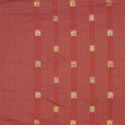 Borderless Brown aarani gift saree with stripes, peacock buttas & diamond buttas all over the saree