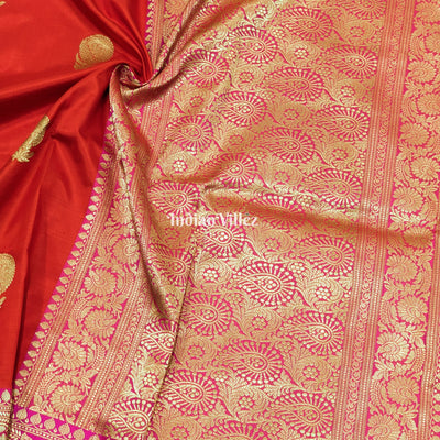 Red with Rani Designer Banarasi Katan Silk Saree