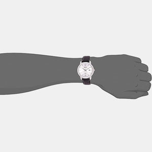 Dress Men Quartz White Dial Analog Leather Watch SUR265P1
