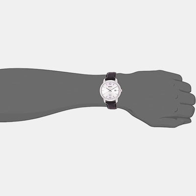 Dress Men Quartz White Dial Analog Leather Watch SUR265P1