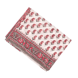 White Woven Jaipur Cotton Saree Printed With Brown Flower  Motifs