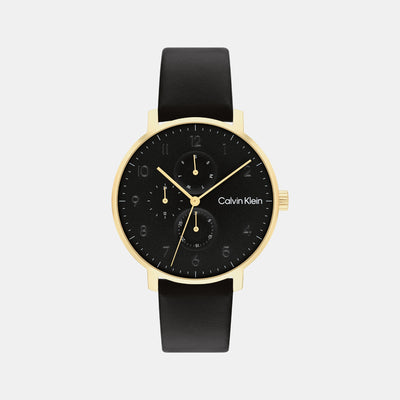 Ck Stun Unisex Quartz Black Dial Analog Leather Watch 25200404
