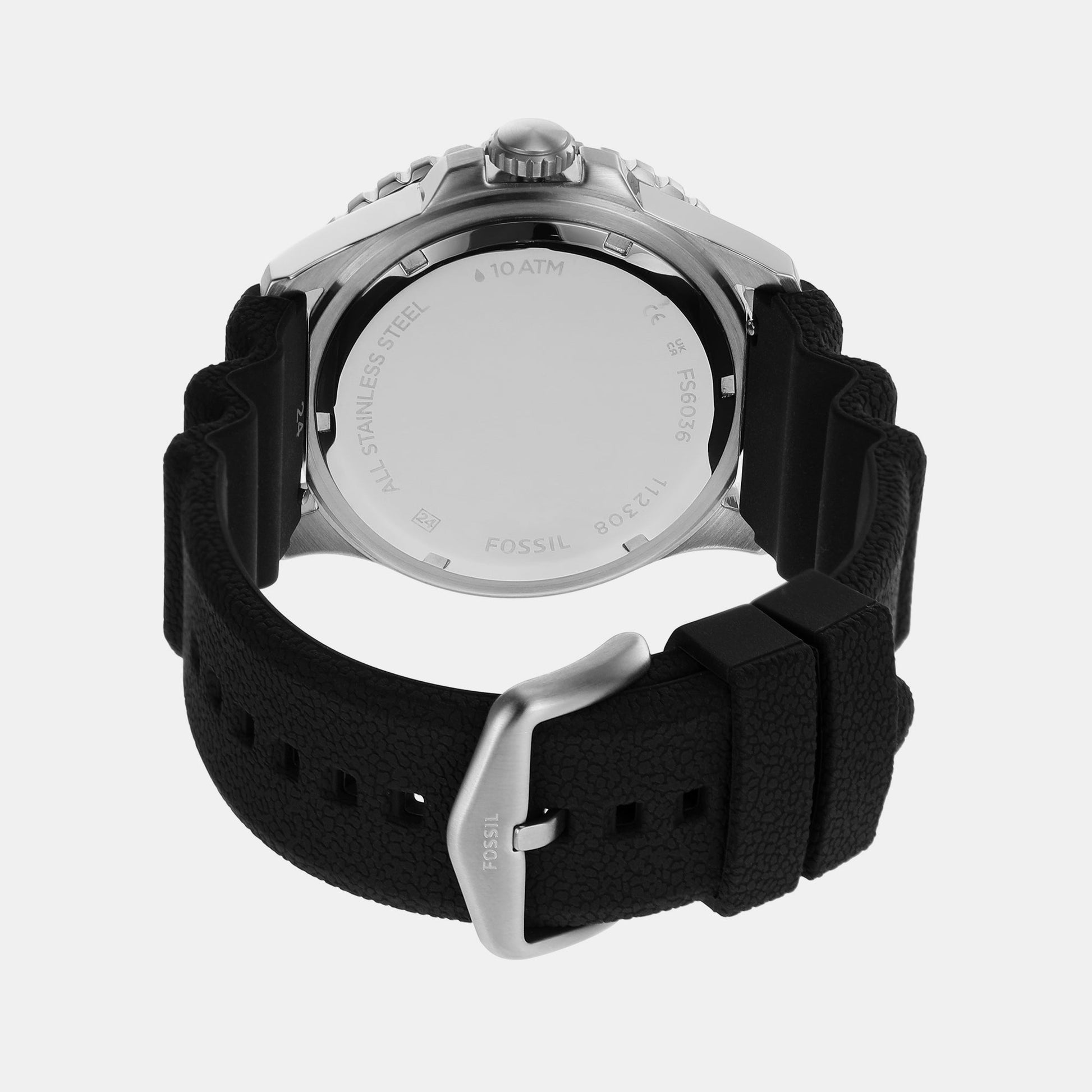 Fossil Blue GMT Men Black Dial Analog Silicone Watch FS6036