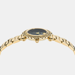 Greca Women Quartz Black Dial Analog Stainless Steel Watch VE6I00523