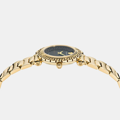 Greca Women Quartz Black Dial Analog Stainless Steel Watch VE6I00523