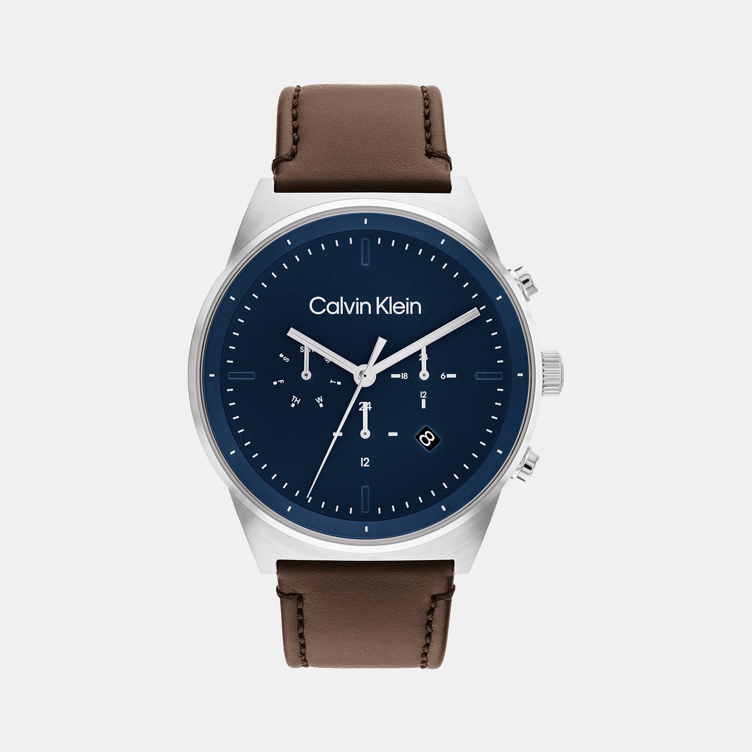 Ck Impressive Men Quartz Blue Dial Chronograph Leather Watch 25200300