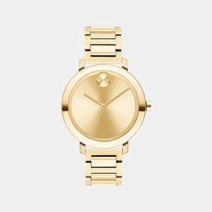 Bold Women Quartz Gold Dial Analog Stainless Steel Watch 3600822