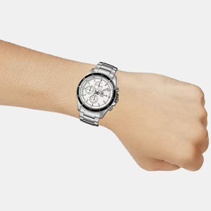 Edifice Men Quartz White Dial Chronograph Stainless Steel Watch EX095