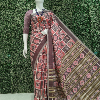 Pink Nabakothi Odisha Ikat Contemporary Designer Saree
