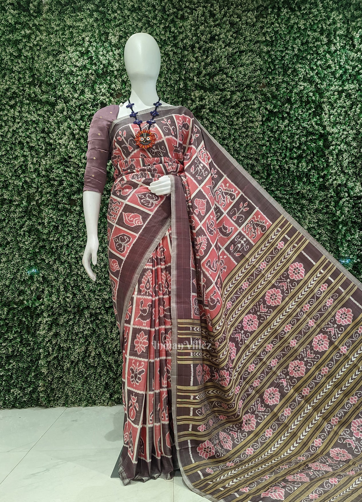 Pink Nabakothi Odisha Ikat Contemporary Designer Saree