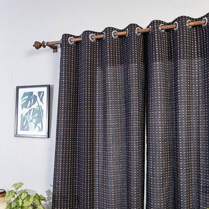 Black - Jacquard Weave Cotton Door Curtain (7 x 3 Feet) (single piece)