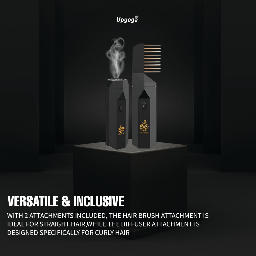 Upyoga 2 in 1 Hair Comb Incense Burner & Home Diffuser | 1 Year Warranty | Rechargeable | Bakhoor Included