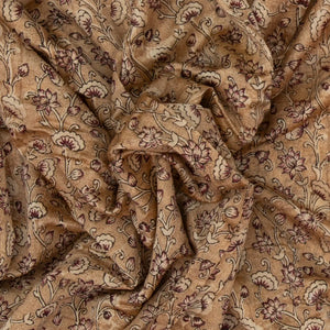 Beige Handloom Chanderi Cotton Saree With Printed Floral Motif