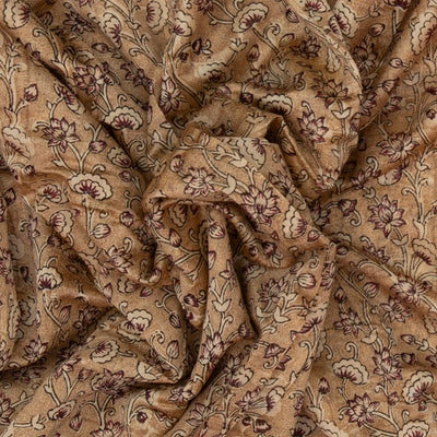 Beige Handloom Chanderi Cotton Saree With Printed Floral Motif