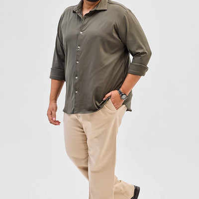 Olive Regular Fit Stretch Shirt
