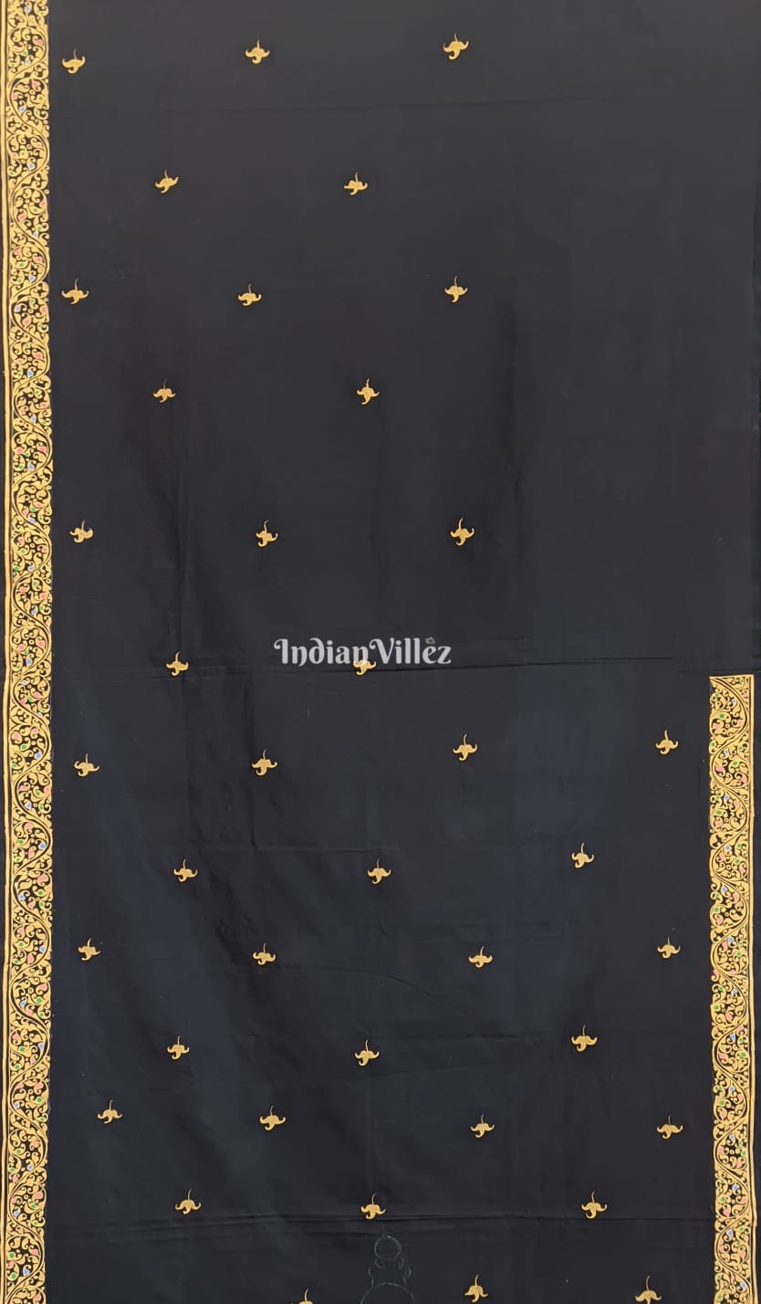 Black Shree Ganesh Pattachitra Saree