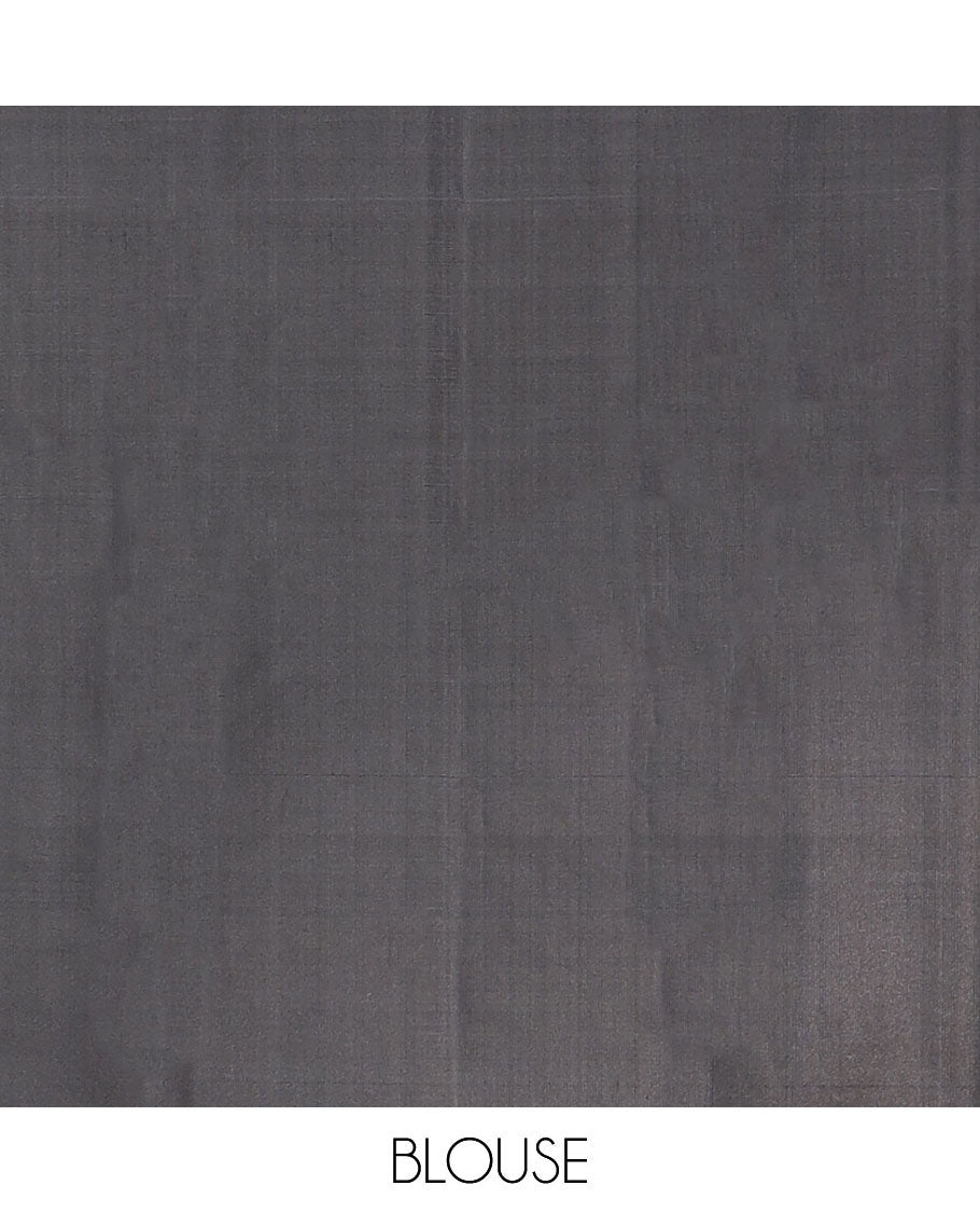 Green checked mayuri soft silk saree with contrast floral border & checked zari design pallu