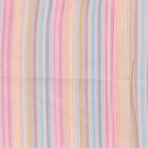 Purple semi-banaras tussar saree with contrast striped border & multi-colored striped pallu