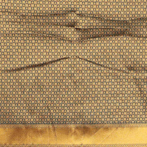 Brown buttas art silk half saree with contrast zari border, argyle pattern blouse & buttas with zari border dhavani