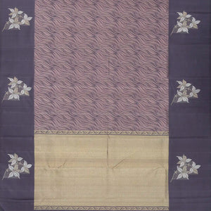 Lilac Handloom Kanchipuram Silk Saree With Serpentine Motifs