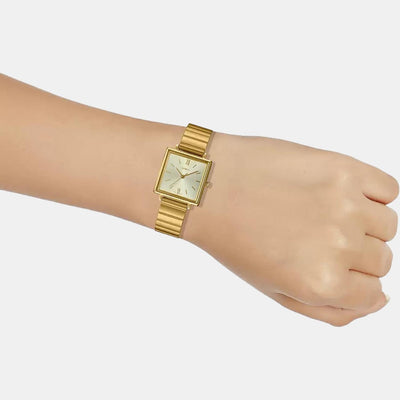 Enticer Women Quartz Gold Dial Analog Stainless Steel Watch A1544