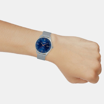 Enticer Men Quartz Blue Dial Analog Stainless Steel Watch A2107
