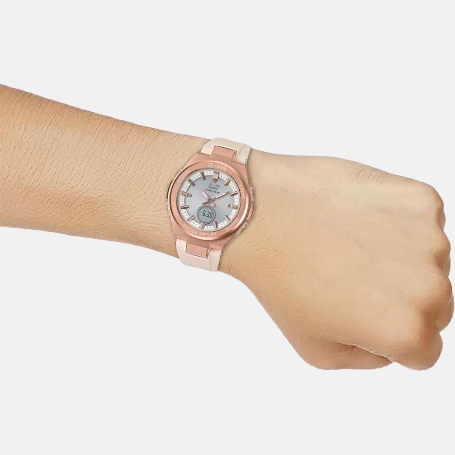 Baby-G Women Quartz Rose Gold Dial Analog-Digital Resin Watch B216