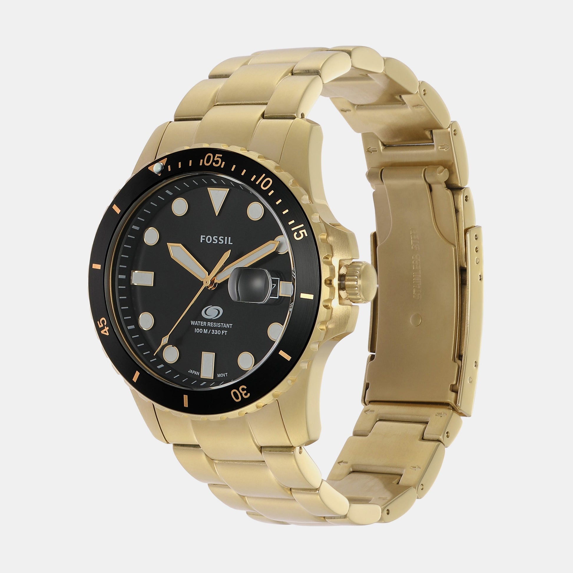 Fossil Blue Dive Men Quartz Black Dial Analog Stainless Steel Watch FS6035