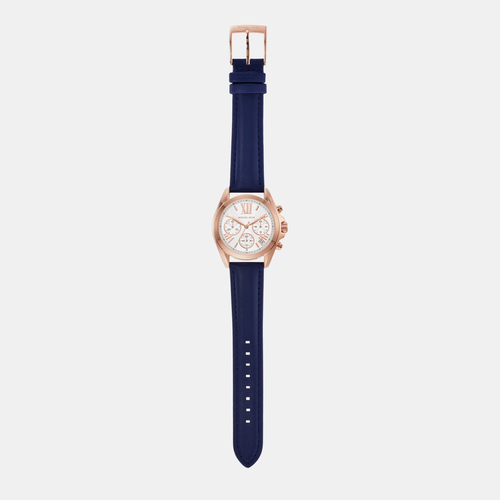 Bradshaw Women Quartz White Dial Chronograph Leather Watch MK2960