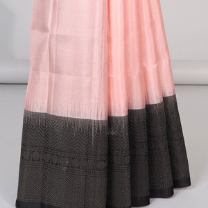 Pink Mayur soft silk saree with contrast zari design border & argyle pattern pallu